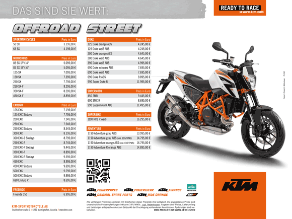 KTM Preisliste 2013