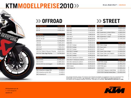 ktm preisliste