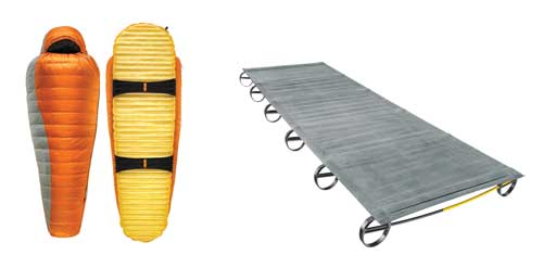 Feldbett und Schlafsack